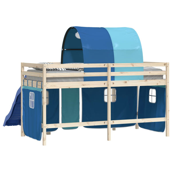 Hochbett Vorhänge mit Tunnel Blau