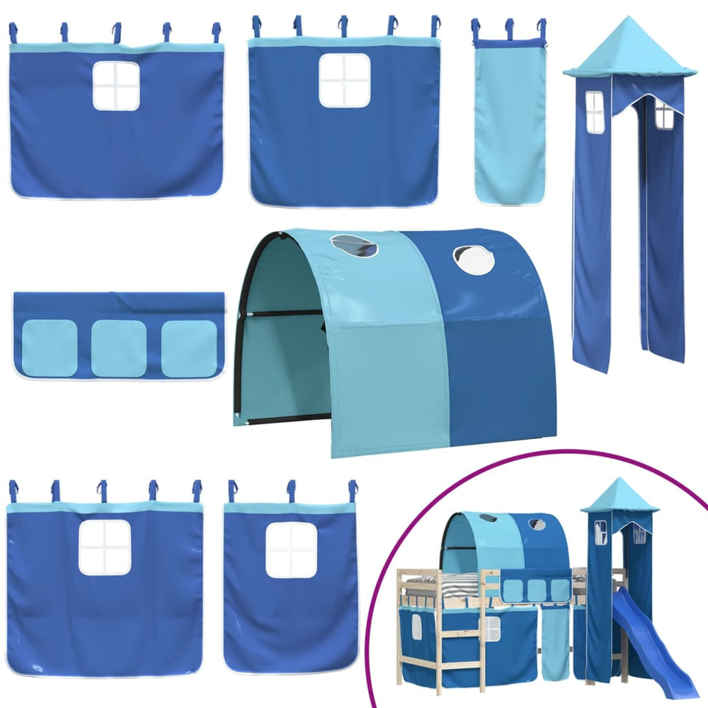 vidaXL Rideaux pour lit mezzanine avec tunnel et tour Bleu