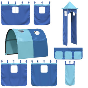 Hochbett Vorhänge mit Tunnel und Turm, Blau