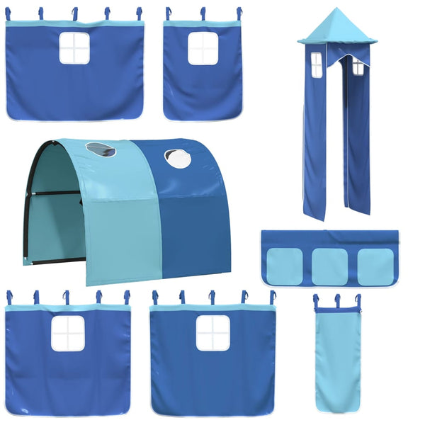 Hochbett Vorhänge mit Tunnel und Turm, Blau