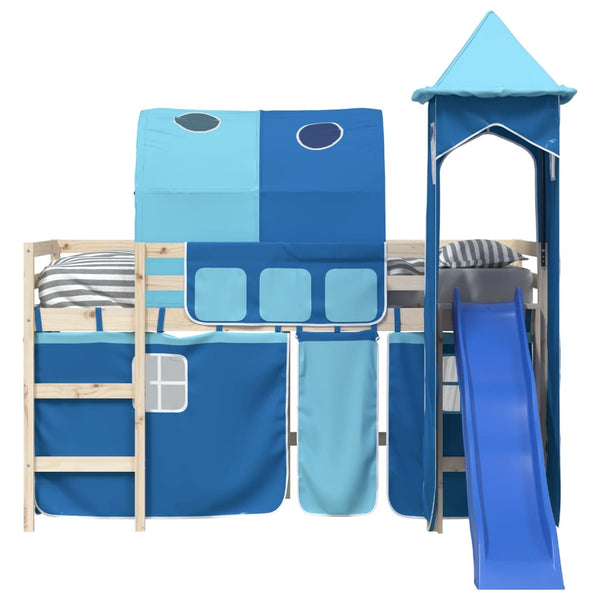 Hochbett Vorhänge mit Tunnel und Turm, Blau
