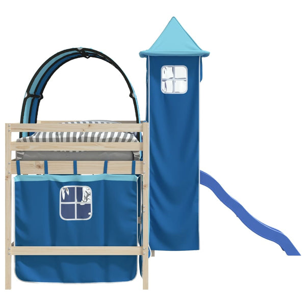Hochbett Vorhänge mit Tunnel und Turm, Blau