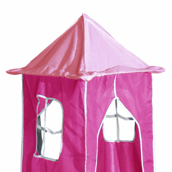 Rosa Vorhänge für Hochbett mit Tunnel und Turm
