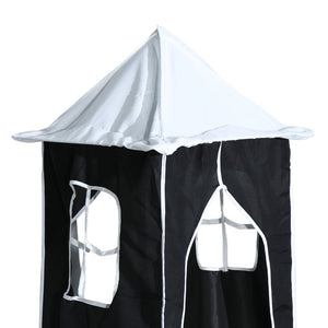Hochbett Vorhänge mit Turm, Weiß & Schwarz