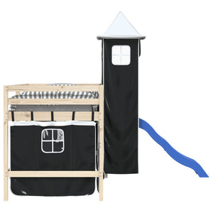 Hochbett Vorhänge mit Turm, Weiß & Schwarz