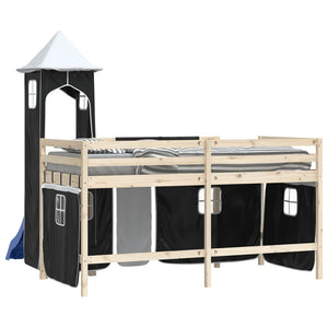 Hochbett Vorhänge mit Turm, Weiß & Schwarz