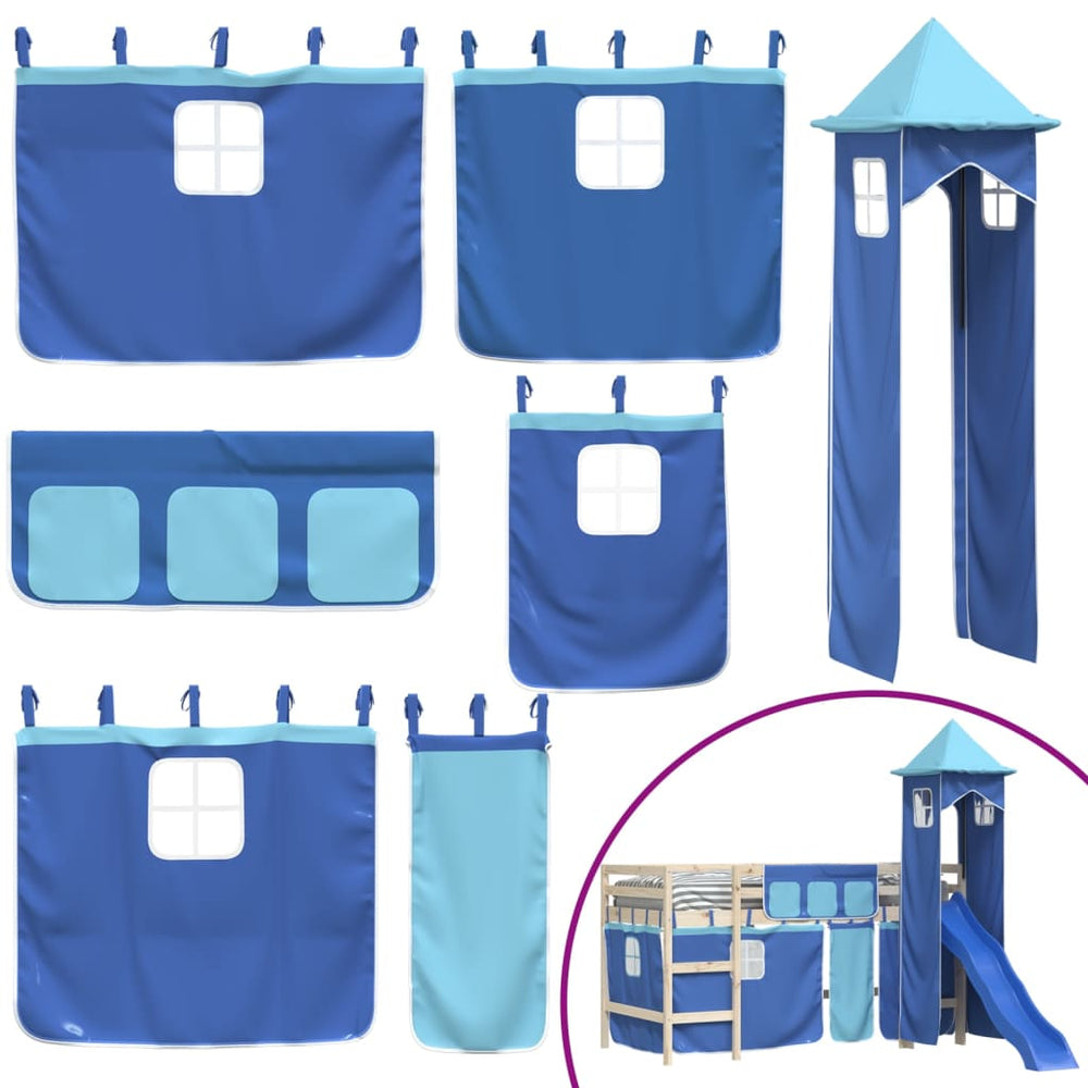 vidaXL Rideaux pour lit mezzanine avec tour Bleu Polyester