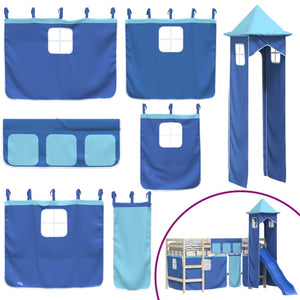 Blaue Vorhänge für Hochbett mit Turm