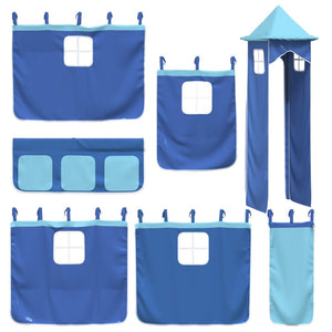 Blaue Vorhänge für Hochbett mit Turm