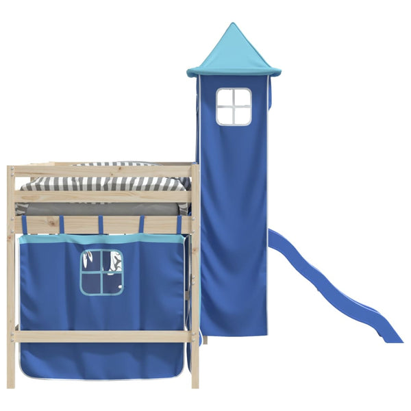 Blaue Vorhänge für Hochbett mit Turm