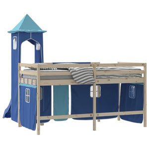 Blaue Vorhänge für Hochbett mit Turm