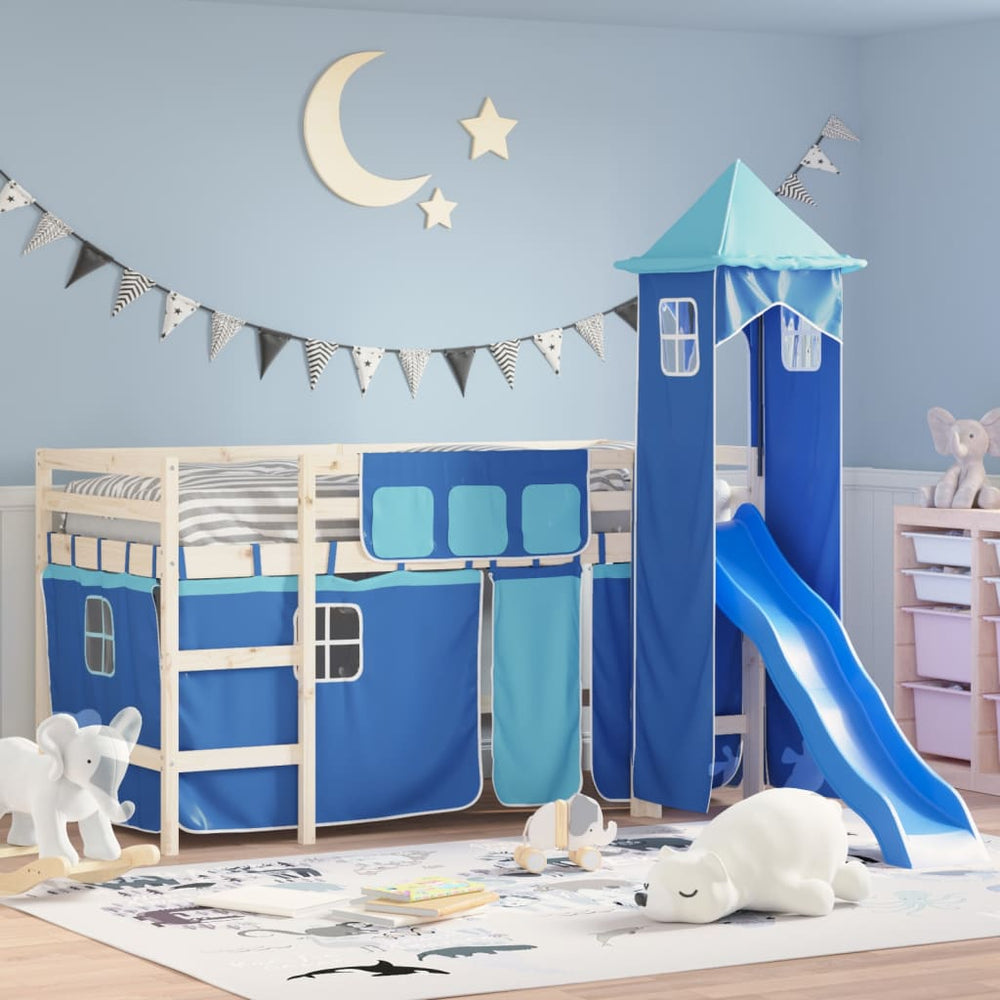 vidaXL Rideaux pour lit mezzanine avec tour Bleu Polyester