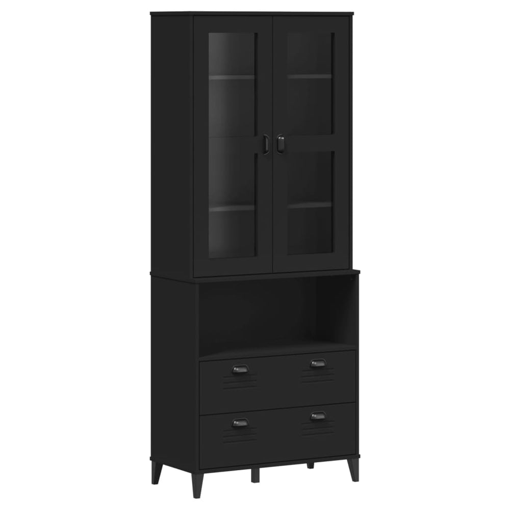 Schwarzes Highboard VIKEN, Kiefer Massivholz, 80x200 cm