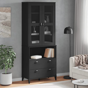 vidaXL Highboard VIKEN Noir 80x40x200 cm Bois de pin massif