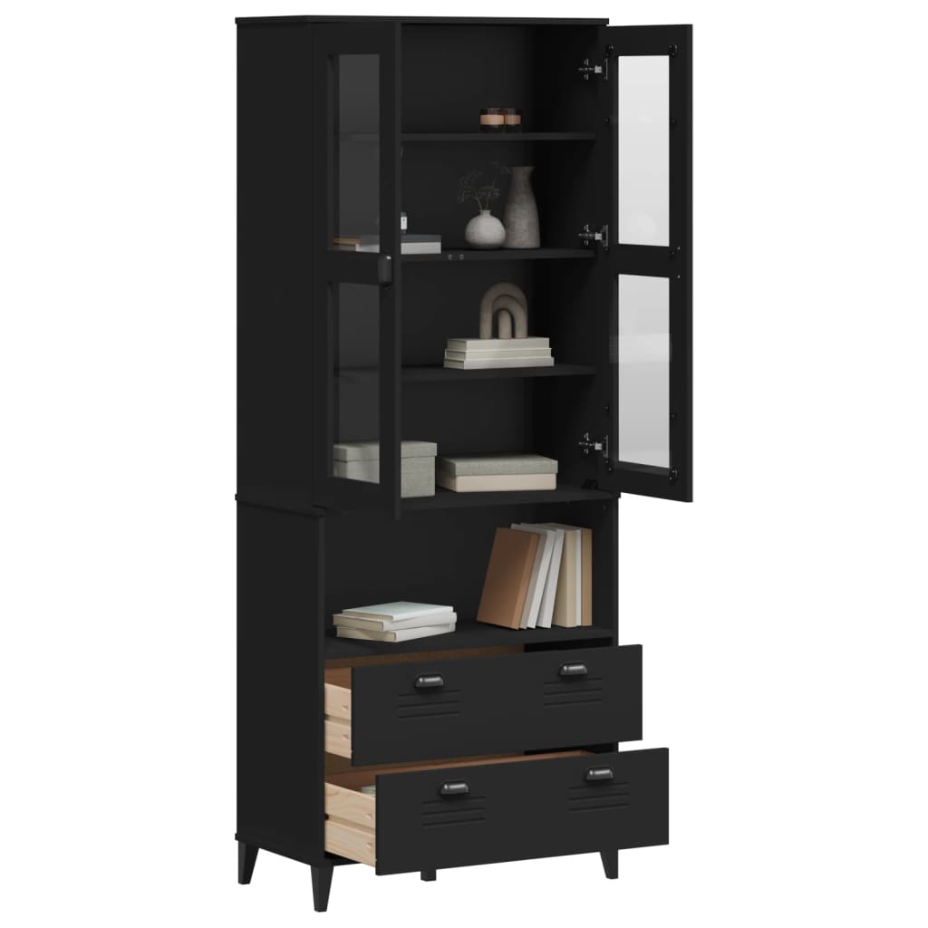 vidaXL Highboard VIKEN Noir 80x40x200 cm Bois de pin massif