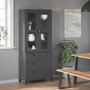 Highboard VIKEN Anthrazit 80x40x190 cm Kiefer Massivholz