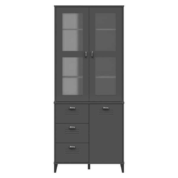 Highboard VIKEN Anthrazit 80x40x190 cm Kiefer Massivholz