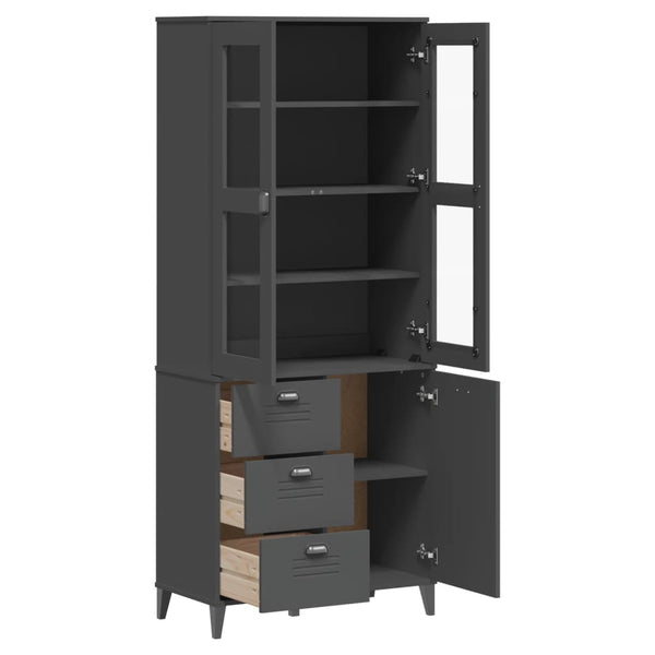 Highboard VIKEN Anthrazit 80x40x190 cm Kiefer Massivholz