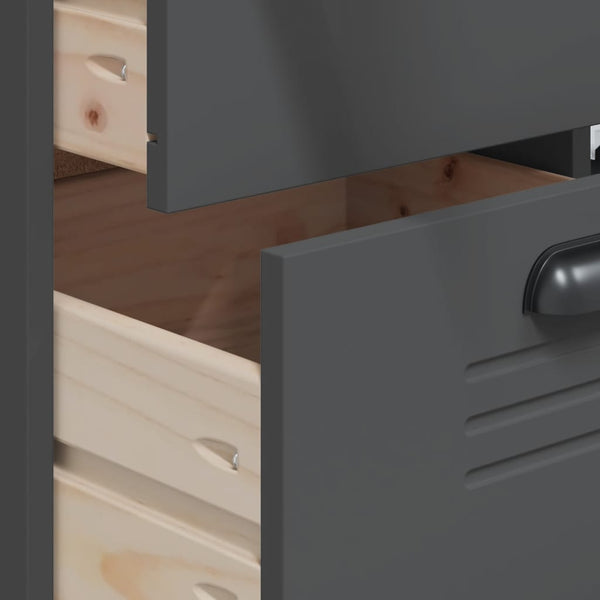 Highboard VIKEN Anthrazit 80x40x190 cm Kiefer Massivholz
