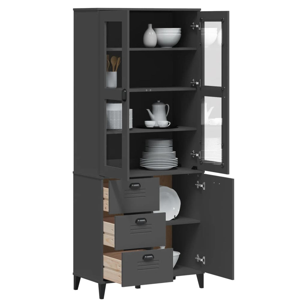 Highboard VIKEN Anthrazit 80x40x190 cm Kiefer Massivholz