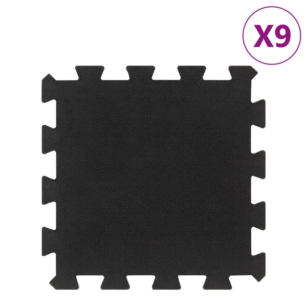 Bodenfliesen aus Gummi 9 Stk. Schwarz 16 mm 30x30 cm