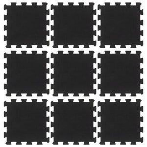 Bodenfliesen aus Gummi 9 Stk. Schwarz 16 mm 30x30 cm