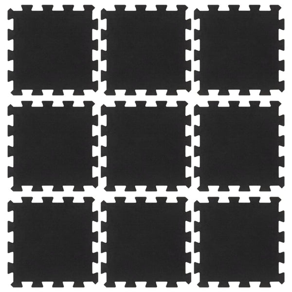 Bodenfliesen aus Gummi 9 Stk. Schwarz 16 mm 30x30 cm