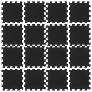 Bodenfliesen aus Gummi 16 Stk. Schwarz 16 mm 30x30 cm
