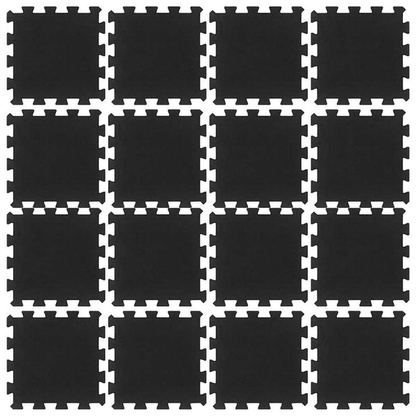 Bodenfliesen aus Gummi 16 Stk. Schwarz 16 mm 30x30 cm