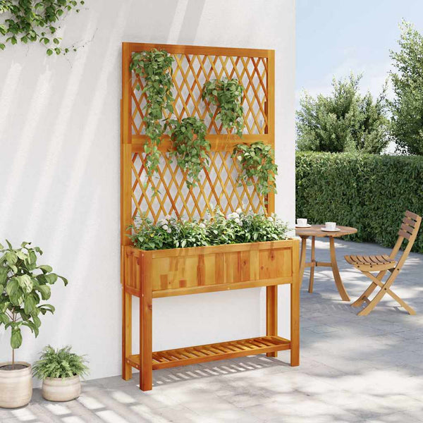 Pflanzkübel mit Rankgitter Akazienholz 100cm