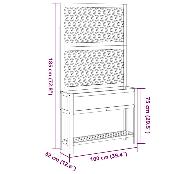 Pflanzkübel mit Rankgitter Akazienholz 100cm