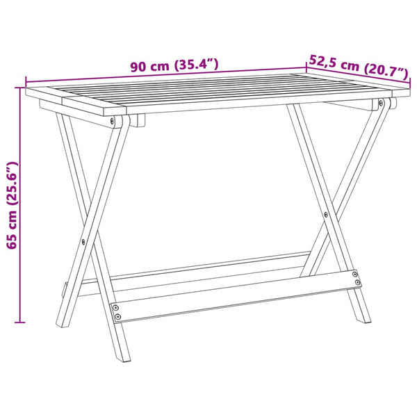 Klappbarer Gartentisch Akazie 90x52,5 cm