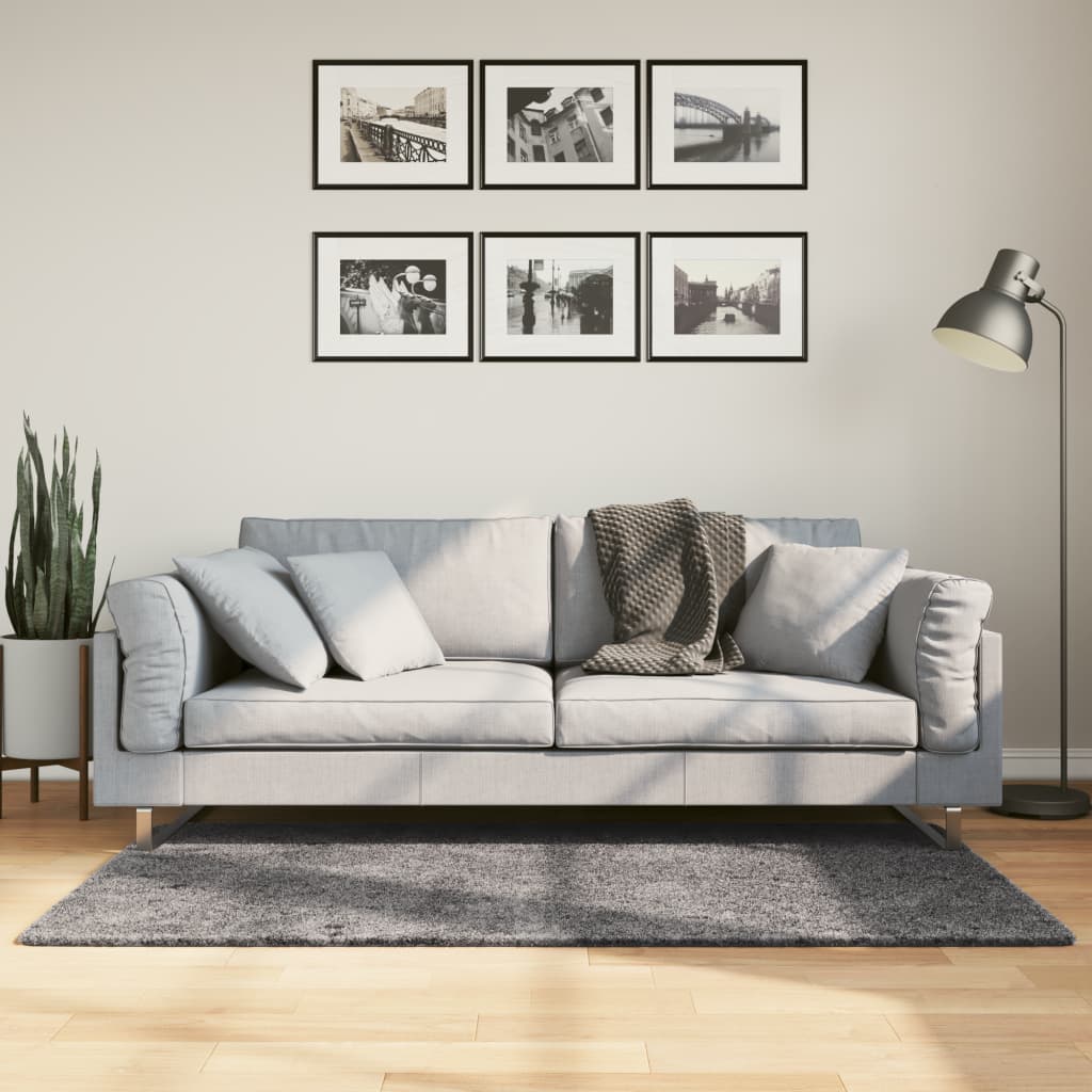 Anthrazit Teppich HUARTE Kurzflor 80x150 cm
