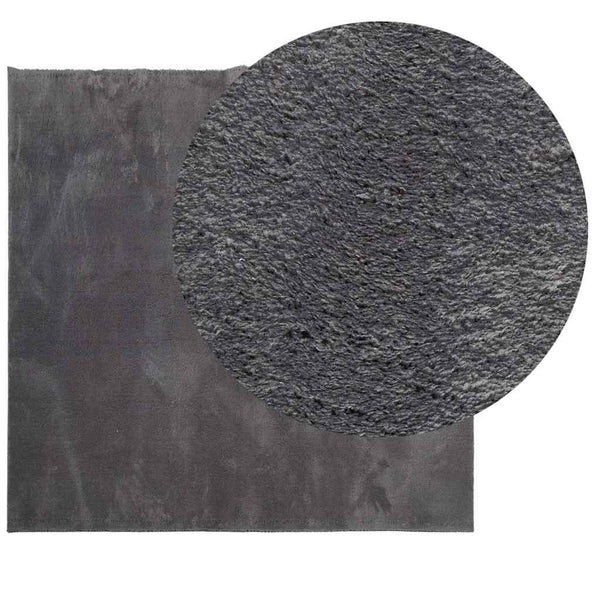 Waschbarer Kurzflor Teppich Anthrazit 240x240 cm