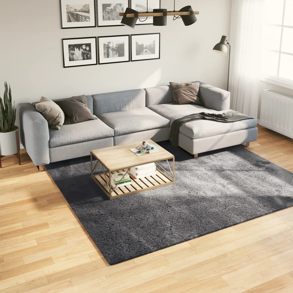 Waschbarer Kurzflor Teppich Anthrazit 240x240 cm