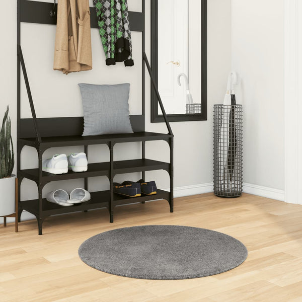 Runder Kurzflor Teppich Anthrazit Ø 80cm