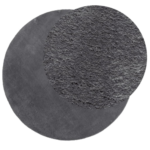 Waschbarer Kurzflor Teppich Anthrazit Ø 120cm