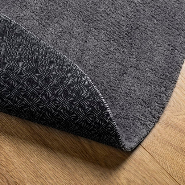 Waschbarer Kurzflor Teppich Anthrazit Ø 120cm
