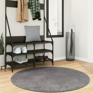 Waschbarer Kurzflor Teppich Anthrazit Ø 120cm