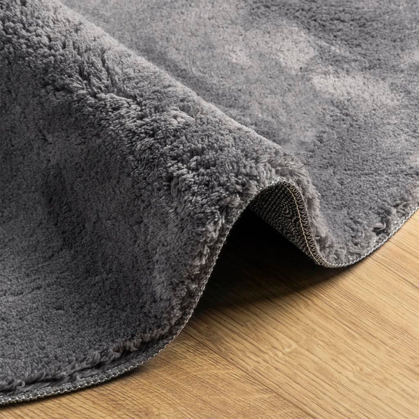 Waschbarer Kurzflor Teppich Anthrazit Ø 200cm