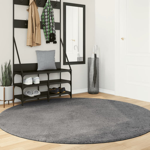 Waschbarer Kurzflor Teppich Anthrazit Ø 200cm