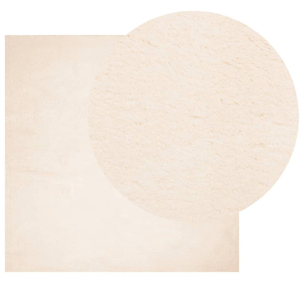 Beiger Kurzflor Teppich Waschbar 120x120 cm