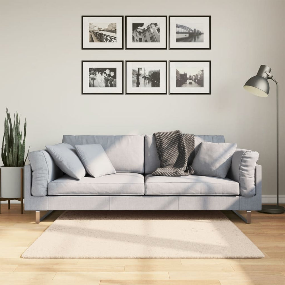 Beiger Kurzflor Teppich Waschbar 120x120 cm