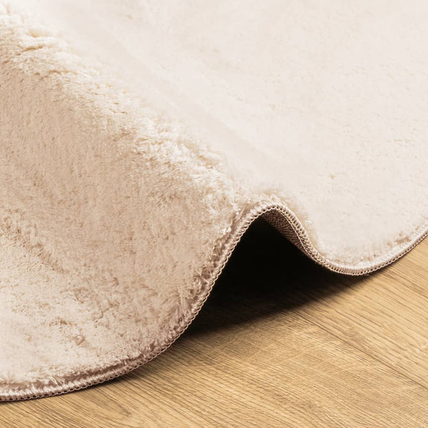 Beiger Kurzflor Teppich HUARTE Ø 100cm