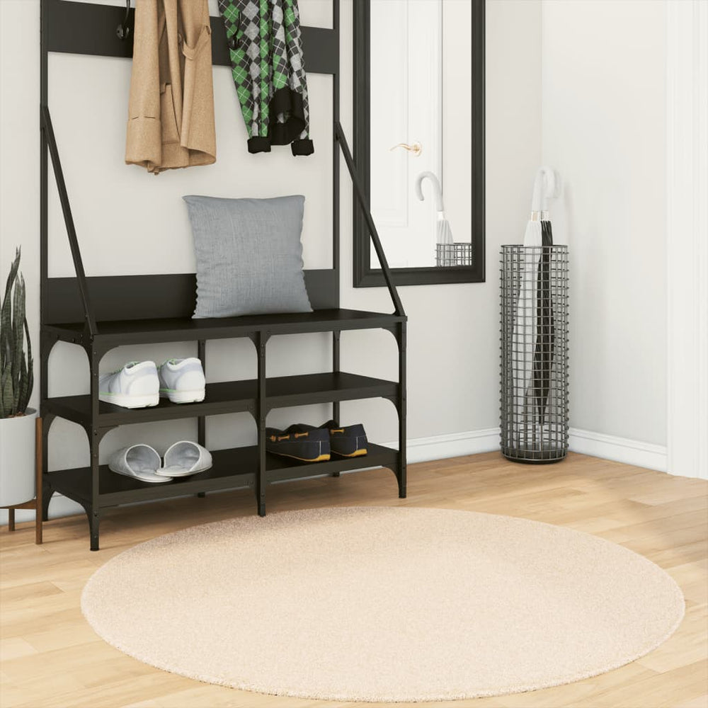 Beiger Kurzflor Teppich Waschbar Ø 120cm