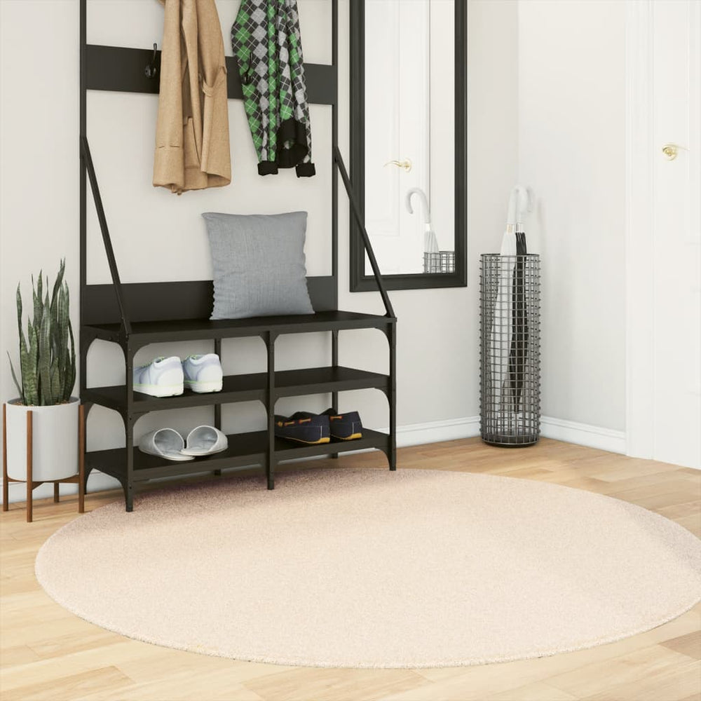 Beiger Kurzflor Teppich HUARTE Ø 160cm