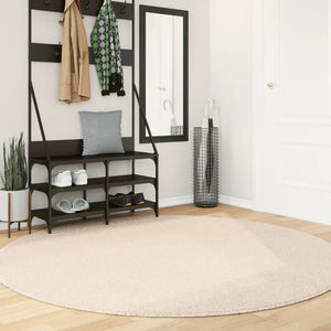 Beiger Kurzflor Teppich HUARTE Waschbar Ø 200cm