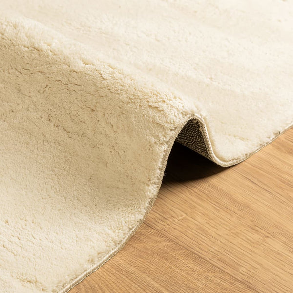 Waschbarer Teppich Creme Kurzflor 80x250 cm