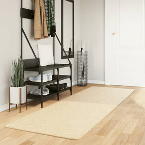 Waschbarer Teppich Creme Kurzflor 80x250 cm