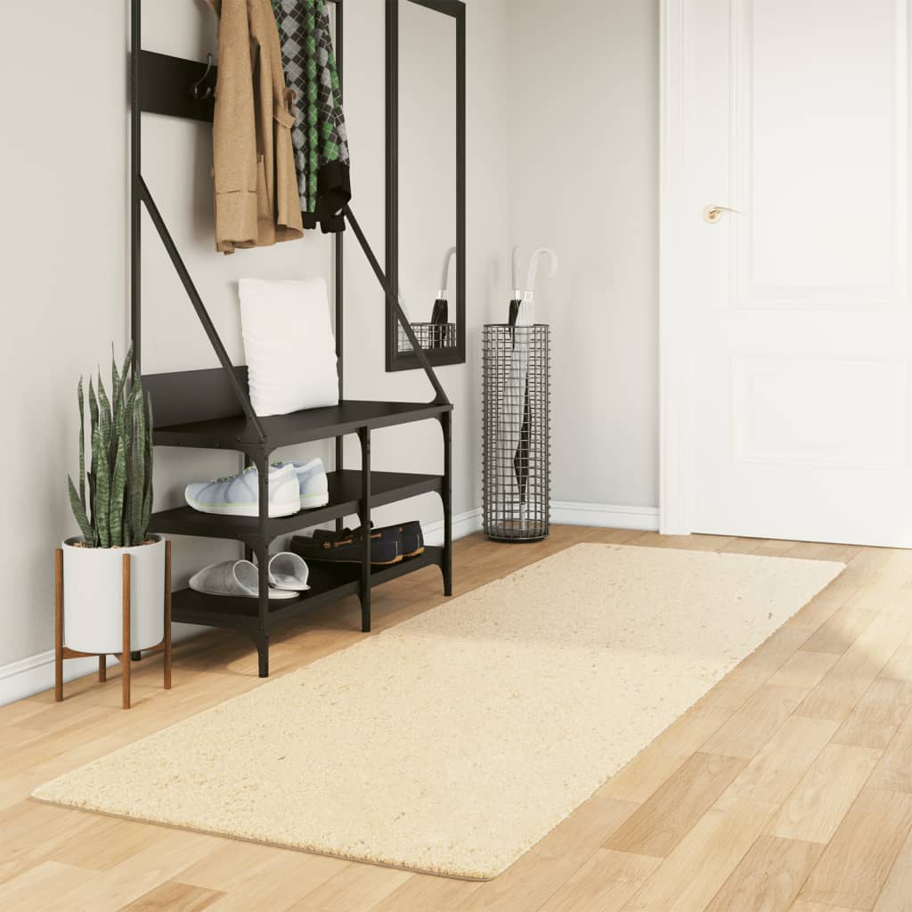 Waschbarer Teppich Creme Kurzflor 80x250 cm